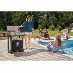 Plancha Gaz 4000w Plaque Inox 68x34cm Avec Chariot Et Couvercle - Le Marquier - Pcti260ic - Noir -Le Marquier Soldes 52589623 4