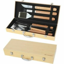 Le Marquier Mallette De 6 Ustensiles En Inox Et Bambou Pour Plancha