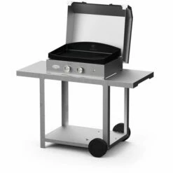 Le Marquier Plancha Gaz Avec Couvercle Sur Chariot Pure Grill 260 Inox - 2 Brûleurs