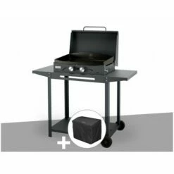 Plancha Gaz Sur Chariot Adela Ardoise V2 260 Avec Couvercle Et Housse - Le Marquier - Ardoise