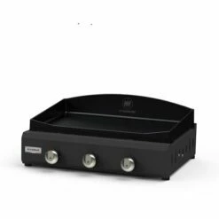 LE MARQUIER - Plancha Amalia - Gaz 360 - Plaque Fonte Emaillée 60 X 40 Cm - 3 Brûleurs - Fabriquée En France - Acier Noir - Noir