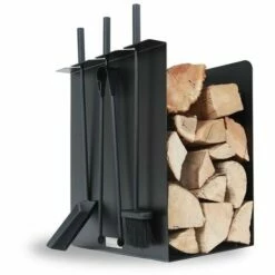 LE MARQUIER - Serviteur Range-Bûches Cheminée Original - Noir - Noir